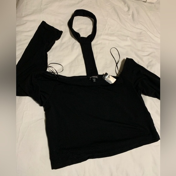 NWT Black Choker Crop Top in size XL, Long Sleeve. - Picture 2 of 5